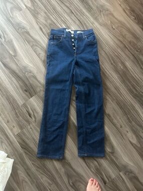Denim Forum Dark Blue Straight-Leg Jeans with Button Fly